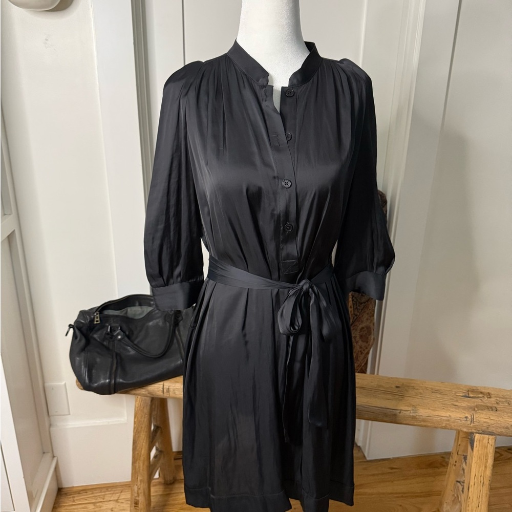 Zadig & Voltaire Black Satin Long Sleeve Dress XS